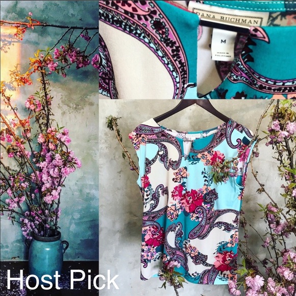 Dana Buchman Tops - Dana Buchman floral paisley print multi color top